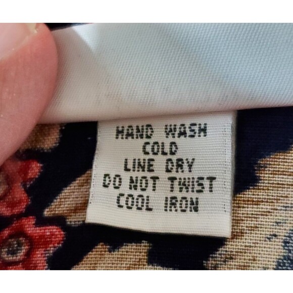 Vtg Alfred Dunner Blouse Women L Red Floral Paisley Sheer Elastic Waist Colorful - Picture 5 of 10